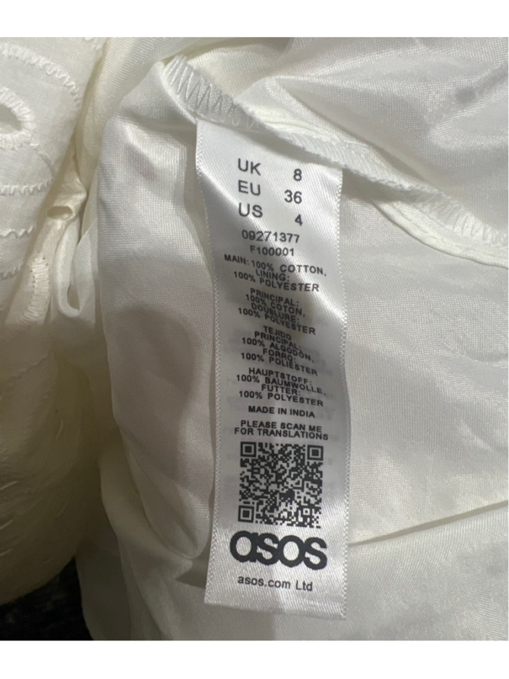 Women's ASOS White Eyelet Puff Sleeve Lace-Up Back Maxi Dress Size 4 Summer Day - Picture 6 of 10
